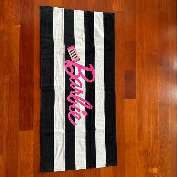 NEW! Barbie Black & White Striped Soft Cotton Beach Towel - Picture 2 of 10